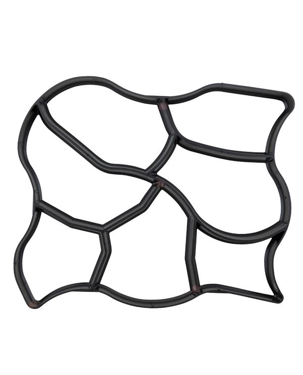 Fliseform i sort plast til støbning af fliser med afrundede former. Måler 60 x 50 x 5 cm.