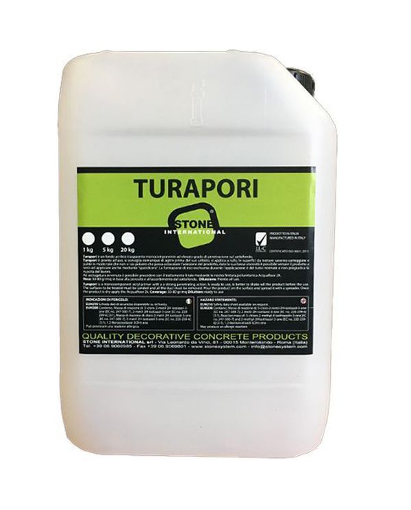 Ultradecor Turapori Akrylprimer fra Stone International i 5 liters dunk til behandling af microcement overflader inden lakering.