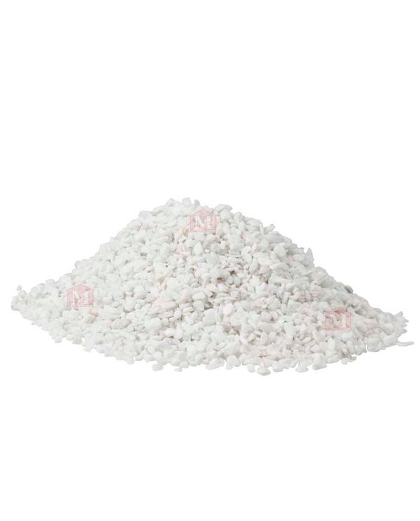5 kg Marmorsten i Hvid Carrara farve med en kornstørrelse mellem 1,5-3 mm.