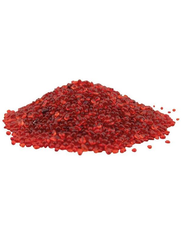 Slebne Glasperlesten til Epoxybelægning i rød farve med en kornstørrelse på 2-4 mm. Leveres i en emballagestørrelse på 1 kg.