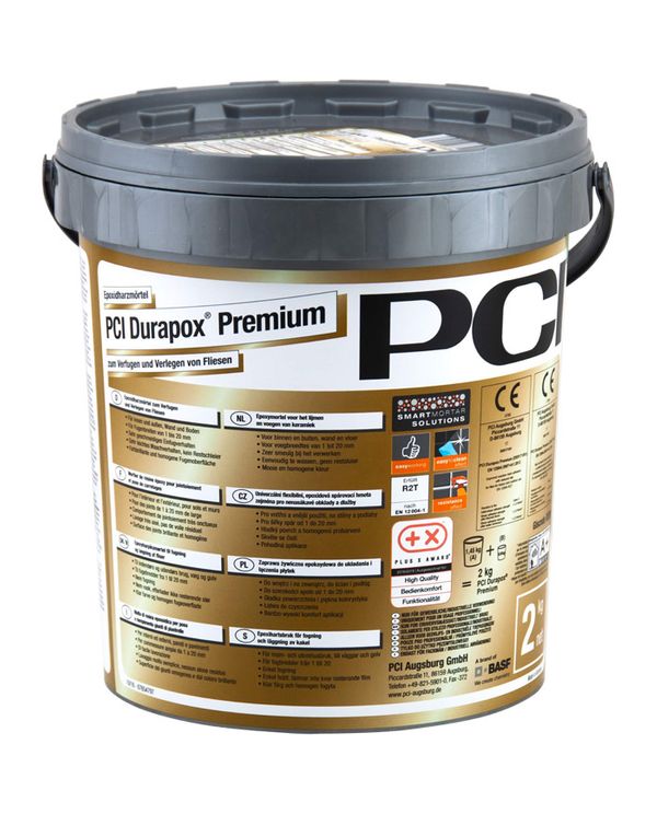 PCI Durapox Premium® Epoxyharpiksmørtel til fugning og limning af fliser til indendørs og udendørs brug. Fås i 15 forskellige farvenuancer.