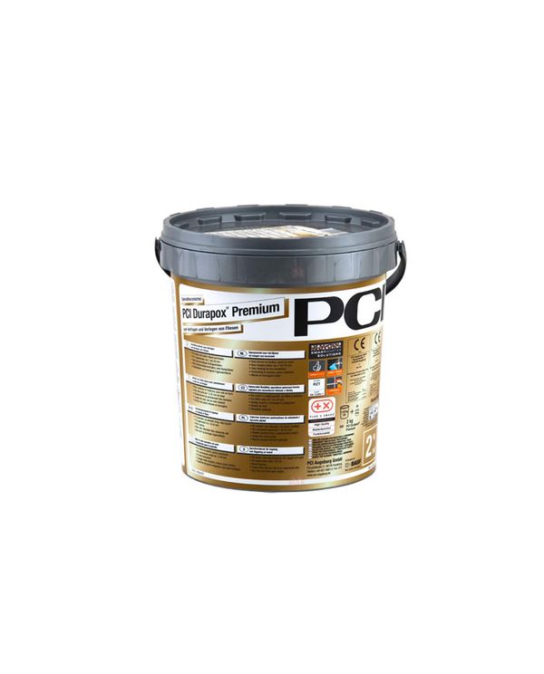 PCI Durapox Premium Epoxyharpiksmørtel i Cementgrå farve i 5 liters dunk.