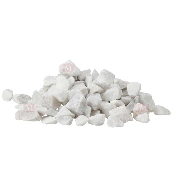Hvid Carrara Marmorsten/Marmorskærver - 8-12 mm (25 kg)
