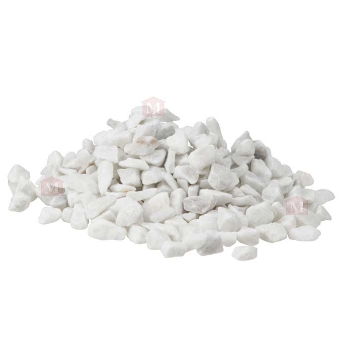 Hvid Carrara Marmorsten/Marmorskærver - 5-8 mm (25 kg)