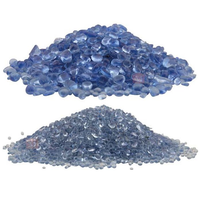 Slebne Glasperlesten - Blålig farve - 1 kg
