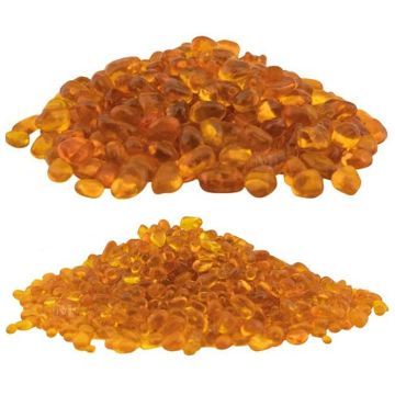 Slebne Glasperlesten - Gylden Rav - 1 kg
