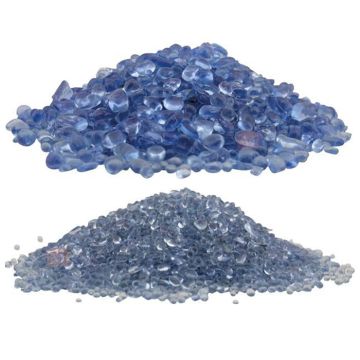 Slebne Glasperlesten - Blålig farve - 1 kg